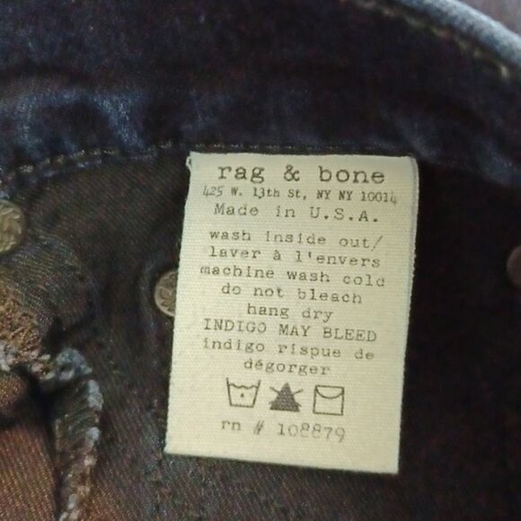 Rag & Bone Legging Skinny Jeans Midnight Wash Size 26 Dark Blue - Picture 6 of 8